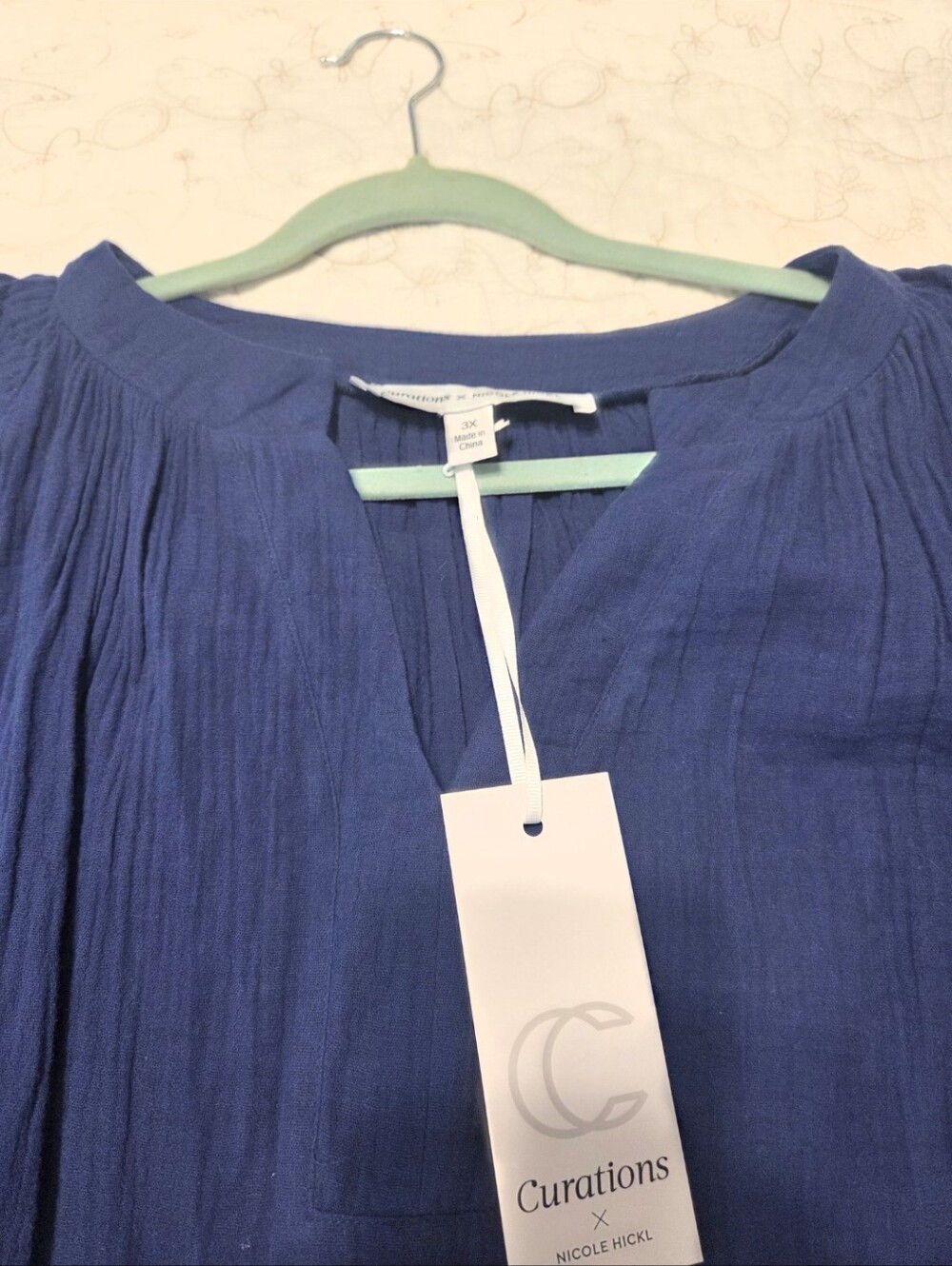 NWT 3x Gauze Flutter Sleeve Navy Dress - Picture 3 of 12